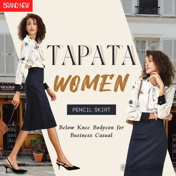 Stretch High Waist Pencil Skirt for Office Work Business Casual - Picture 8 of 8